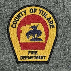 Vintage County Of Tulare, CA Fire Department Bucking Bronc Embroidery Patch 4.5”